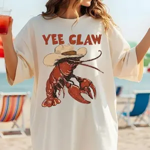 Comfort Colors Lobster Cowboy Shirt, Trendy Yee Claw Tee, Funny Lobster Shirt, Western Beach Top Amalfi Coast Trip, Tomato Girl Summer