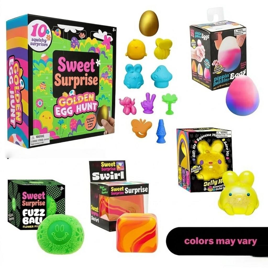 Sweet Surpise Hunt Easter Bundle - Squishy Easter Fun Set Toys -Various Textures and Fillings - Ages 3 and Up - Bundle of 5 Nice Toys