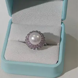 Ri01 10–11 mm freshwater pearl ring / unique creative design / perfectly round, flawless
