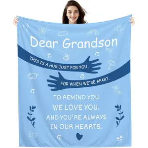 Dear Grandson This is a Hug just for You for When We're Apart to Remind You we Love You and You're Always in Our Hearts Throw Blanket Gift for Grandson Birthday