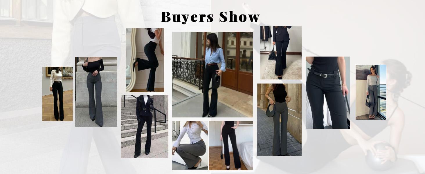 DLOODA Women's High-Waisted Stretchy Business Casual Pocket Pants - Pull-On Flared Full-Length Office Work Clothes, Machine-Washable Basic Plain Bottoms for Office,clothes for back to school,first day of school outfits DLOODA Women's High-Waisted Stretchy Business Casual Pocket Pants - Pull-On Flared Full-Length Office Work Clothes, Machine-Washable Basic Plain Bottoms for Office,clothes for back to school,first day of school outfits