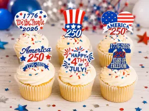 America 250th Birthday Cupcake Topper Picks Choose Design Set of 12 | Custom 3D Printed