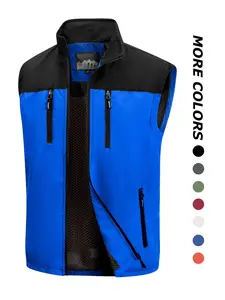 Men's Lightweight Softshell Vest with Zipper Pockets, Windproof Sleeveless Zip Up Jacket Coat Outerwear for Hiking Running Golf