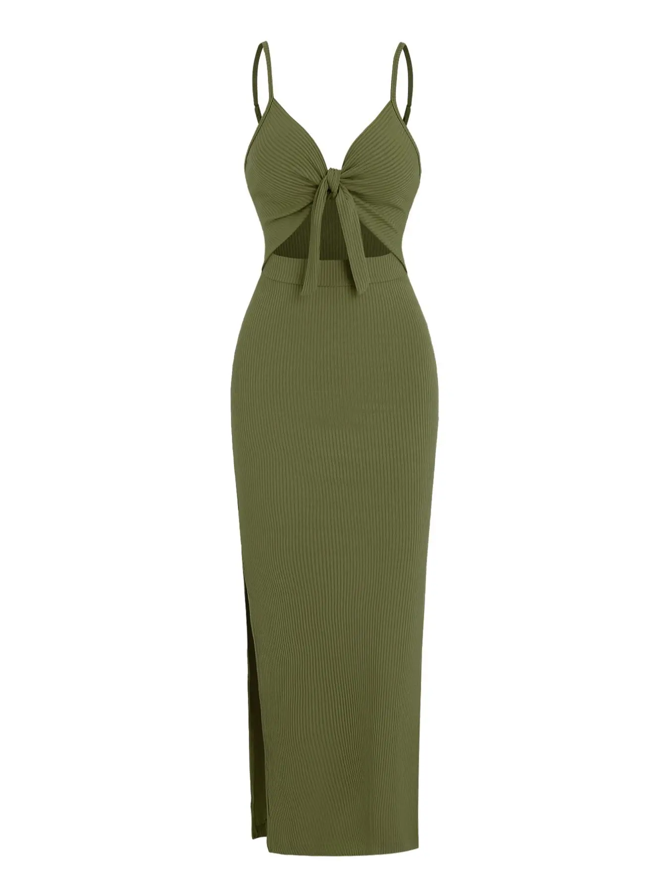 Women's Plain/denim-effect Print Cut Out Knot Front Spaghetti Strap Cami Dress, Sexy Backless Ribbed Bodycon Long Dress, Ladies Summer Clothes for Party Club Dating Wear - TikTok Shop Women's Plain/denim-effect Print Cut Out Knot Front Spaghetti Strap Cami Dress, Sexy Backless Ribbed Bodycon Long Dress, Ladies Summer Clothes for Party Club Dating Wear - TikTok Shop