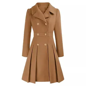 2025 Autumn/Winter Selected Women's Trench Coat - Lapel, Double-Breasted, Pocketed A-Line Pea Coat