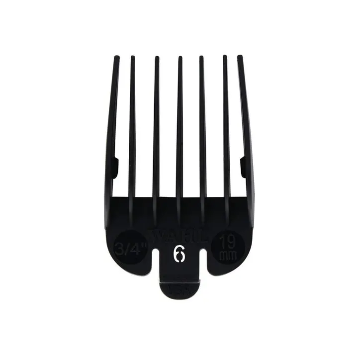 WAHL Plastic Attachment Comb, Grade No. 6 (19mm), Durable Black Nylon Clipper Guard with Secure Fit Tab, Personal Care, Durable Nylon