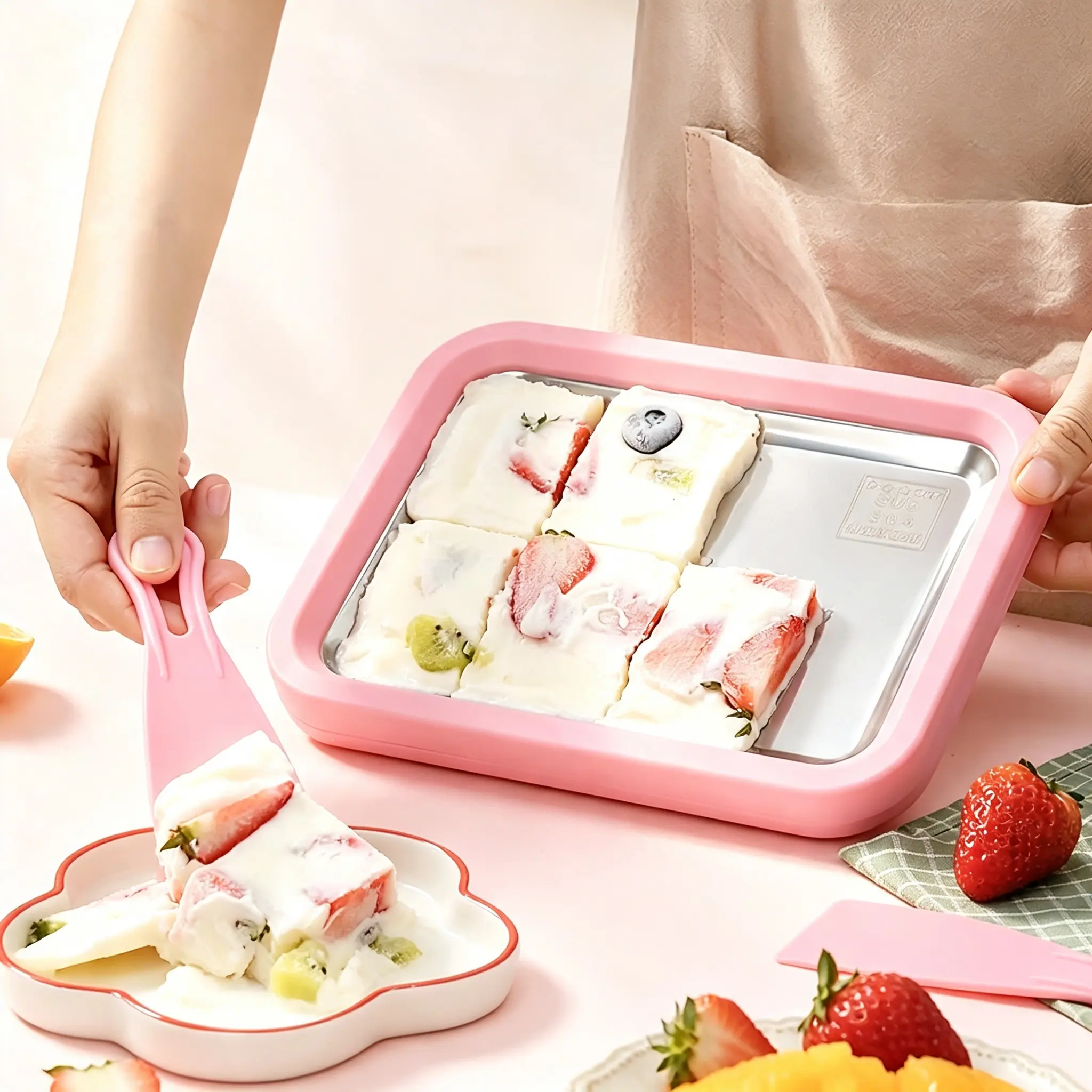 Instant Ice Cream Maker, RROETXI Ice Cream Maker Kit With 2 Spatulas, 2026 New Food Grade Premium Stainless Steel Cold Plate No-electricity for Fun Family Activities, DIY Parent-Child Time, summerwins