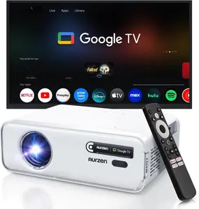 Aurzen EAZZE D1G 4K Supported Google TV Smart Projector with WiFi & Bluetooth, Auto Focus & Keystone, Dolby Audio, Zoom, Movie, Portable Mini Projector for Home & Outdoor Use