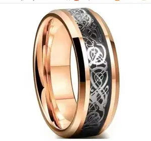 Two - Tone Metal Design Rose Gold Outer With Silver Carved Lining Diamond Ring Intricate Clover Pattern Four - Prong Set Main Diamond Accent Small Diamonds In Carvings Elegant Arc Split Shank Ring