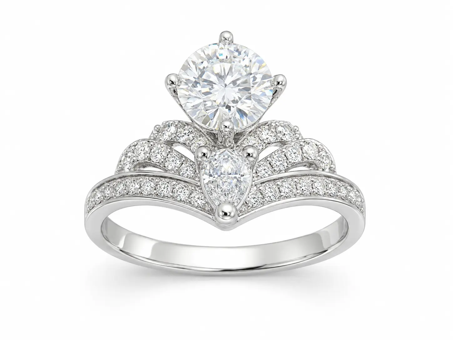 Round Cut Moissanite Engagement Ring, GRA Certificate, Sizes 6-8