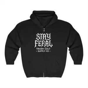 Stay Feral Unisex Heavy Blend Zip Hoodie  Cool Streetwear for Casual Vibes Perfect Gift for Nature Lovers Eco-Conscious Style