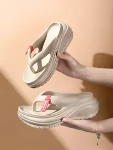 Summer New Women's Fashion Outdoor Sandals, Casual Flip Flops, Elevated Sandals, Lightweight Sandal, Comfortable Eco-Friendly EVA Material, Height Increasing Wedge Trendy Slippers