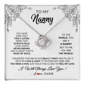 Personalized To My Nanny Necklace From Kids Hold This Close Feel My Love Nanny Birthday Mothers Day Christmas Jewelry Pendant Gift Box Message Card, Necklace Gift Box Included, Perfect for Birthday Anniversary Valentine Graduation Gift Idea
