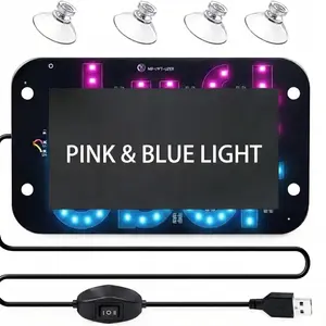 LED Taxi Light Sign – Dual Color Blue & Pink, USB Powered with On/Off Switch, Suction Cup Mount for Windshield