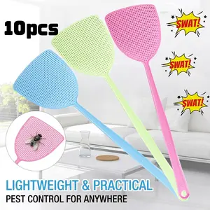 10-Pack Colorful Mosquito Swatter Set, Durable Plastic Material, Summer Pest Control, Long Handle Design, Ideal for Apartments and Dorms