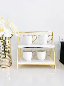 White and Gold Beaded Mug