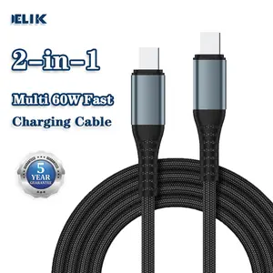 60W Type-C USB C to USB C Cable Fast Charging Compatible for iPhone 16 15 Pro Max Samsung Smartphone Port Device  with 5-Year Warranty