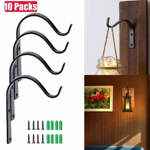 10 Pack Iron Wall Hooks Metal Lantern Bracket Coat Hook Plant Planter Hangers