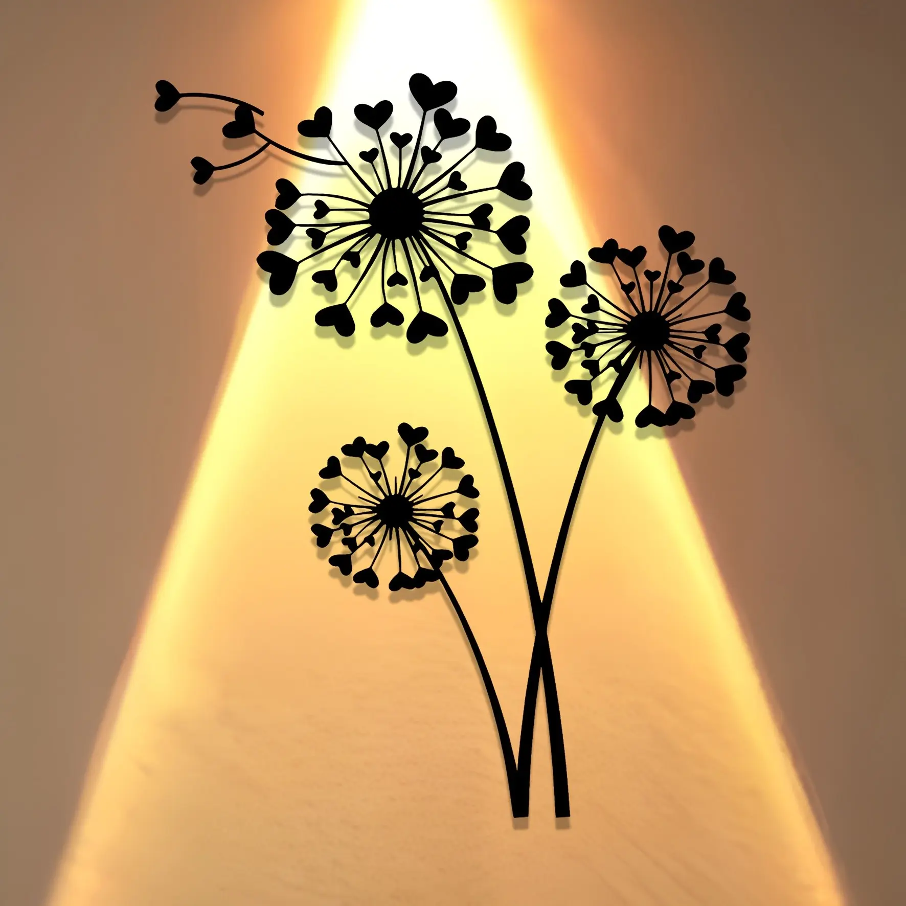 Dandelion Flower Metal Wall Art, Decorative Wall Art, Elegant Artistic Indoor Outdoor Home Decor Decoration Items, Perfect for Living Room, Bedroom, Farm, Garden, Ideal New Home Gift