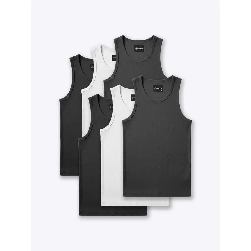 CUTS CLOTHING Men's Knitted Tank Top - Fitted Undershirt, Breathable Sleeveless Design, Solid Colors, Standard Length, Soft Essential Ribbed Fabric, Men's Clothing (White Tank Top Option)