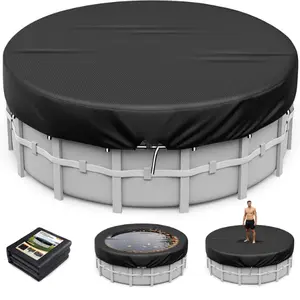 Summer Spring 10 Ft Round Pool Cover, Solar Pool Covers for Above Ground Pools, Summer Pool Cover Protector with Cover Accessories, Round Hot Tub Cover Ideal for Waterproof and Dustproof (Black)