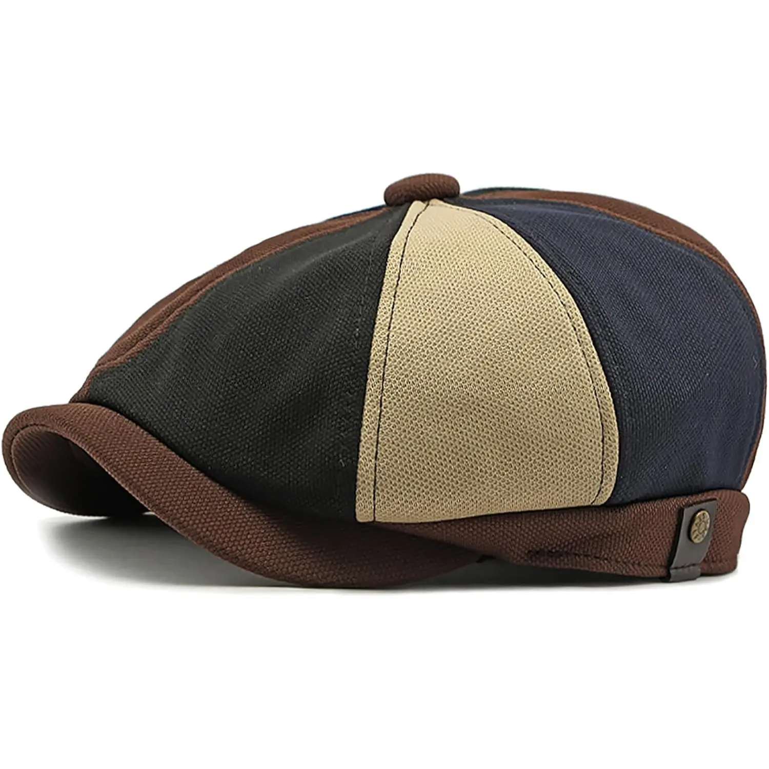 Men 8 Panel Newsboy Cap Vintage Gatsby Flat Ivy Cabbie Hat Elastic Fit Polyester Driving Golf Casual Outdoor Hat 6 Colors