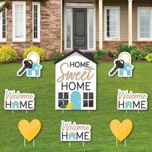 Big Dot of Happiness Welcome Home Housewarming - Yard Sign and Outdoor Lawn Decorations - New Sweet Home Yard Signs - Set of 8