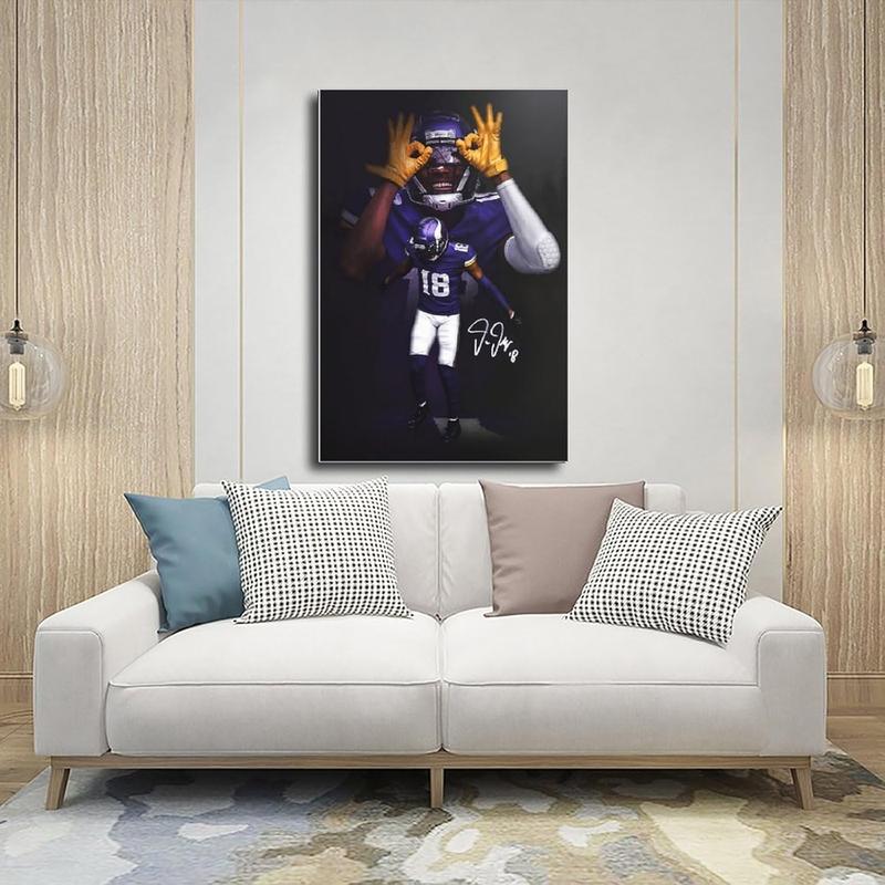 suffcind Sports Poster Justin Jefferson 1 Canvas Poster Wall Art Decor Print Picture Paintings for Living Room Bedroom Decoration Unframe-style12x18inch(30x45cm)