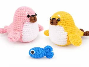 TIKA 2-Pack Seals and Fish Crochet Kit for Beginners with Step-by-Step Video Tutorials for Adults and Kids