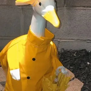 Summer Porch Goose Outfit Raincoat with Umbrella for 23 inch Plastic Cement Goose (not included goose), Porch Goose Clothes Porch Goose Costume for Spring Porch Decor Summer Rainy Season
