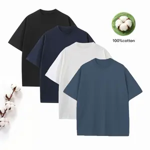 4 Pack Unisex 230GSM Heavyweight 100% Pure Cotton T-Shirts, Oversized Loose Fit Solid Color Basic Crew Neck Tees, Soft Fade Proof Durable Breathable Casual Tops for Everyday Wear, Streetwear & Loungewear