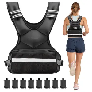 Adjustable Weighted Vest 24-40 Lbs, Comfortable X-Shape Body Weight Vest Set With 8 Weight Plates And Reflective Stripe, For Men And Women, Fitness Training Equipment For Strength Building, Running And Jogging