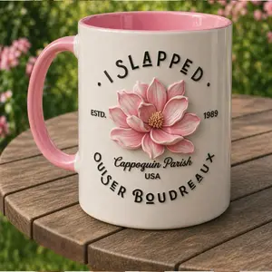 Ouisa Boudreaux Floral Faux 3D Effect Mug, I Slapped Quote Southern Humor Gift, Steel Magnolias Inspired Coffee Cup for Women, Mother's Day Gift, Mug For Mum