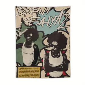 Brent Faiyaz "Wasteland" Music Album Cover Tapestry - Vibrant Wall Art for Bedroom, Living Room, or Dorm Decor - Horizontal Peach Light Beige Fabric Design, Music Room Decoration |   Retro Tapestry Ornaments Artistic Photo Print