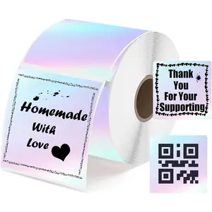 Square Direct Thermal Labels Stickers Watercolor Thermal Printer Personalized Stickers 2 Inch Multi-Purpose Thermal Sticker Printer Labels for Small Business, Color Coding, Address 500 count/Roll