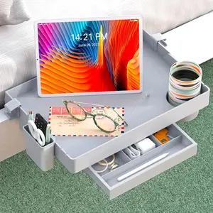 Foldable Bedside Shelf for Bunk Beds College Dorm Room Essential Nightstand Tray (Gray)