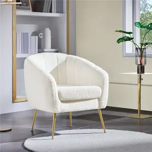 Yaheetech Modern Vanity Chair, Soft Accent Chair with Gold Metal Legs, Tufted Armchair Chaise Lounge for Living Room/Bedroom