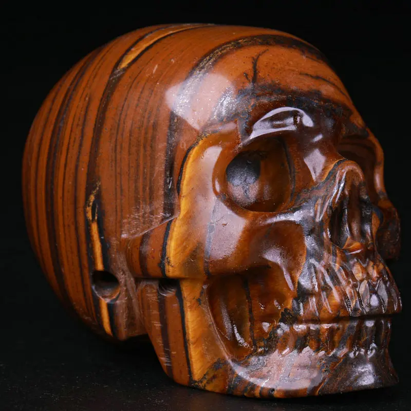 2.0 " Tiger Iron Eye Carved Crystal Skull, Super Realistic, Crystal Healing