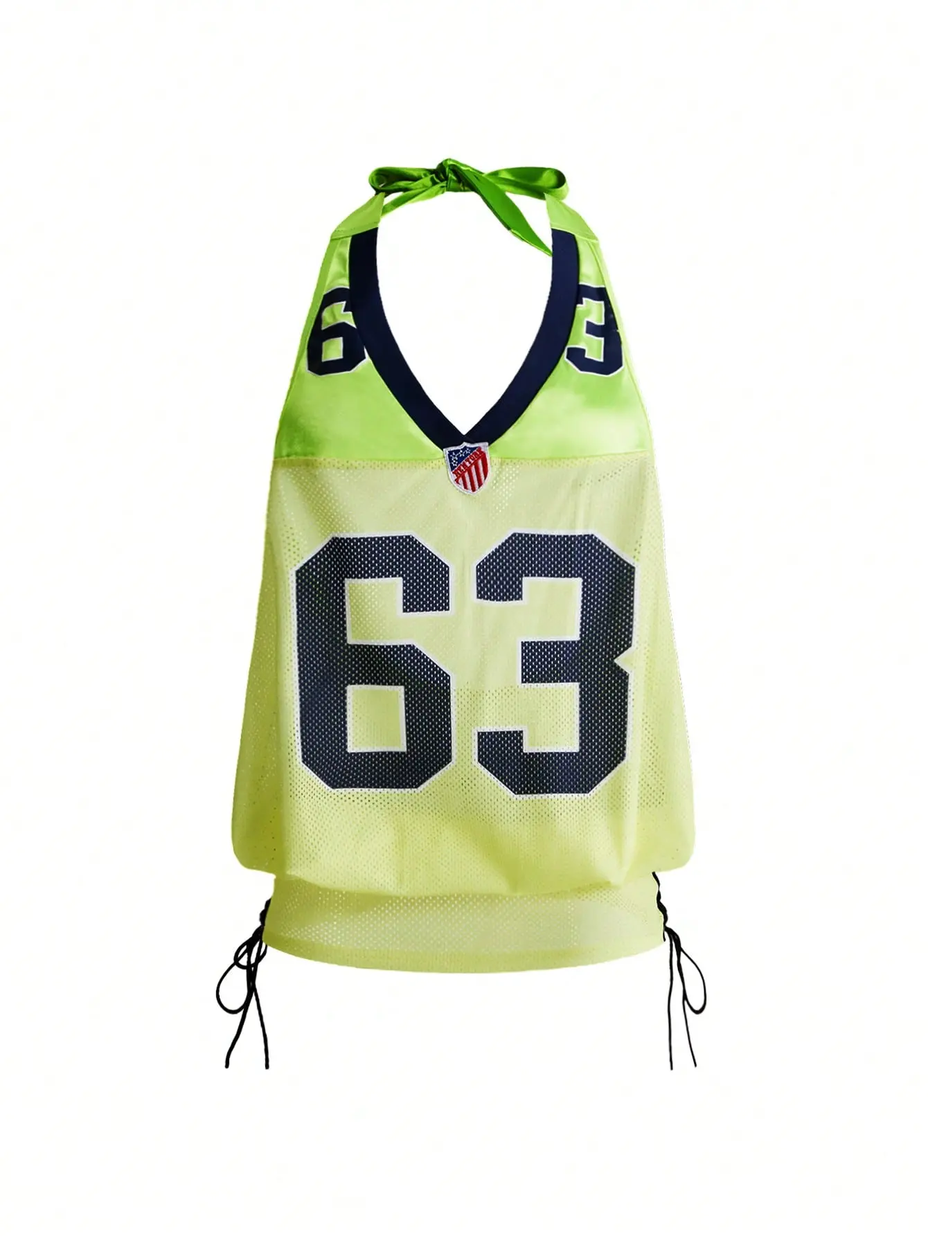 AESS Halter Tank Top Spring Summer Festival Outfits Street Style Digital Print Drawstring Contrast Color Design