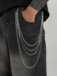 Men's Casual Fashion Metal Chain Pants Accessory, Four-Layer Layered Design, Vintage Style, Perfect Gift for Daily Wear, Vintage Body Jewelry