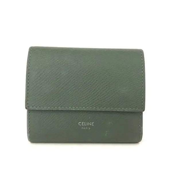 Pre-owned Celine Other Other Small Folded Multifunction Trifold Wallet Green 12709933242/125142