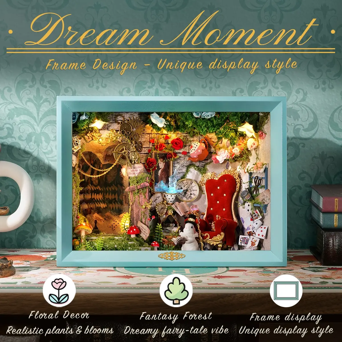 Qijin Dream Moment Handmade Wooden House Kit, Miniature Toy Model Building Set, Miniature Houses, Miniature Furniture, Perfect Holiday Gift for Friends, Creative Craft for Adults & Teens