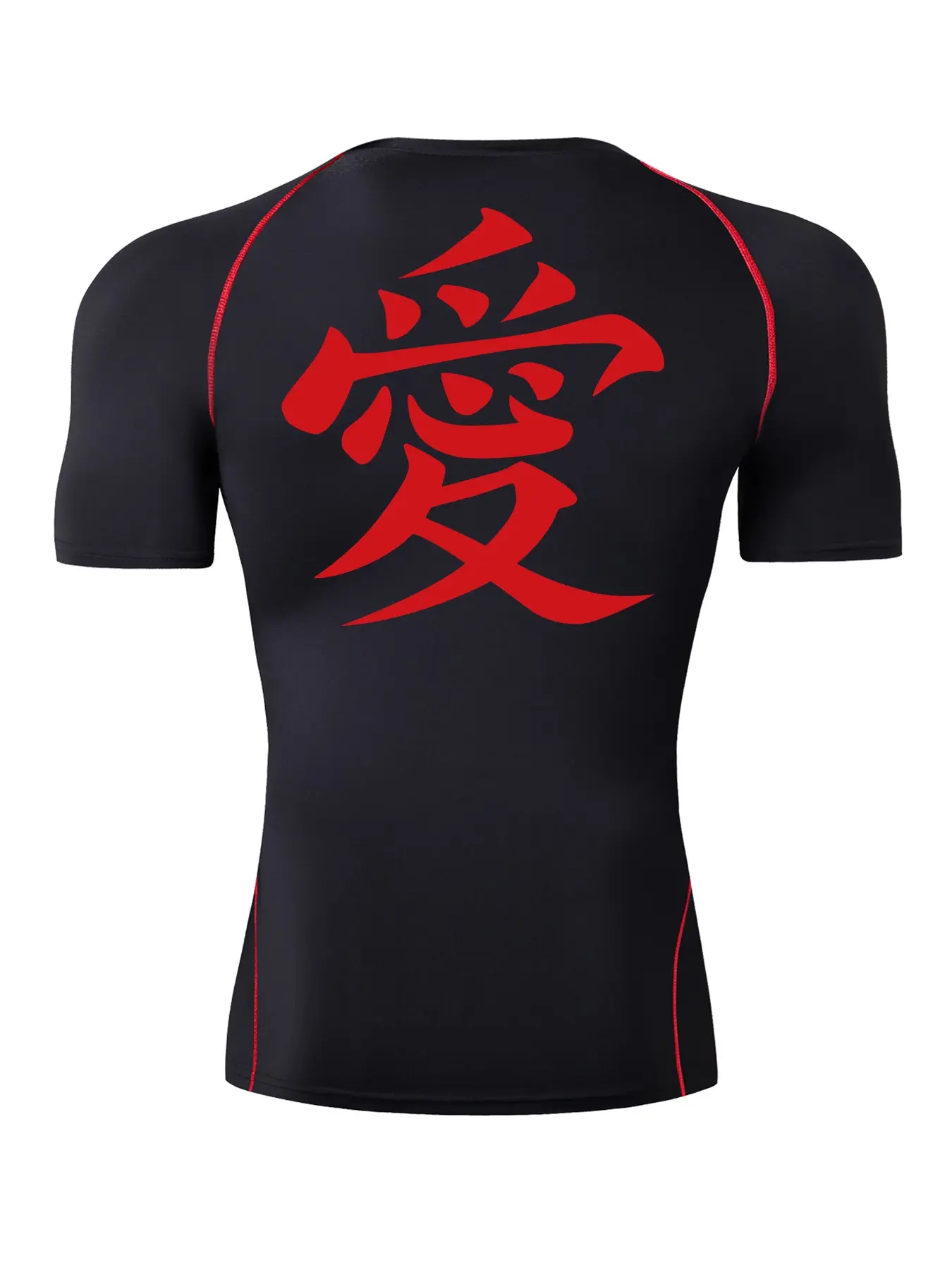 Love Character Print Short Sleeve Compression Shirt for Men, Summer Athletic Quick Drying Breathable T-shirt, Gym Workout Running Rash Guard Activewear, Athletic Compression Shirts, Athletic Apparel Tops