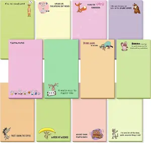 12 Pack Funny Notepads Office Coworker Gifts Novelty Funny Sticky Notes Office Supplies 3 x 5 Fun Cute Notepads Humor Memo for Teacher Work Gifts, 30 Sheets Per Pad(Cute )