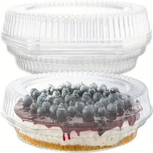 100pcs Large Round Food Grade Plastic Disposable Pie Containers with Secure Latch Locking Lids - Perfect for Transport, Takeaway, Home Picnic, Bakery Party, and Kitchen Supplies - Reusable, Stackable, and Easy To Clean