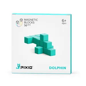 PIXIO Color Series - Turquoise Dolphin - 14 Magnetic Blocks | Magnetic Building Toy & STEM Construction Set + Free App