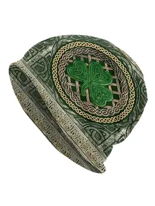 Men's St. Patrick's Day Irish Luck Shamrock Beanie Hat - Thin Skull Cap with Shamrock, Irish Theme for Parades, Parties & Casual Wear - Comfortable for Irish-Themed Outfits & Celtic (Luck of the Irish)