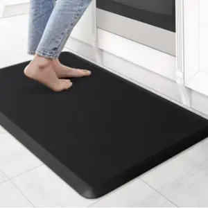 Kitchen Mat Cushioned Anti Fatigue Rug Water Resistant Non Slip Standing Comfort Desk Floor Mats for House Sink Office Black