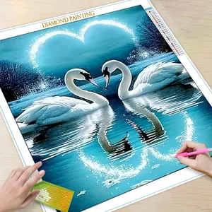 Swan Pattern DIY Diamond Arts Colorful Painting Kit without Frame, 5D Diamond Arts Colorful Painting Kit, DIY Wall Art Decor for Home Living Room Bedroom