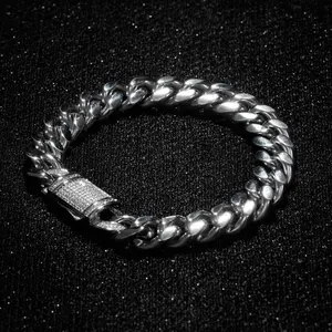 Viral Men's 18K Gold Silver Cuban Bracelet with CZ - Flip Lock Clasp, Hip Hop Jewelry Trending Gift for Him